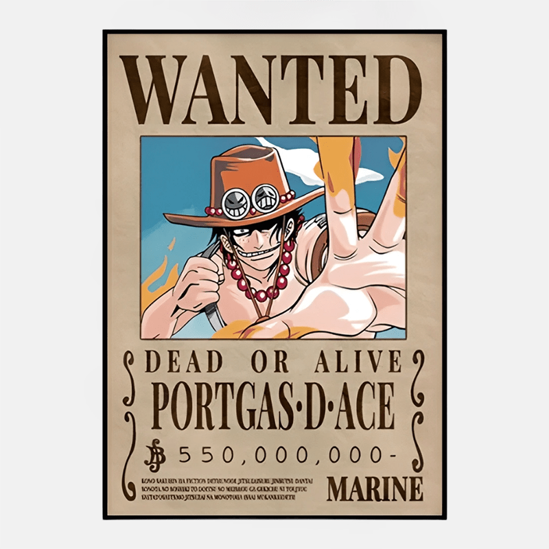 Affichez l'avis de recherche emblématique de Portgas D. Ace avec fierté et célébrez la prime de ce héros légendaire de One Piece !