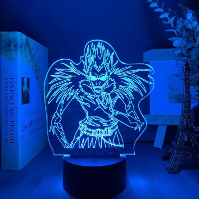 Lampe LED d'atmosphère Death Note avec le design de Ryuk, 7 couleurs éblouissantes, taille parfaite de 20 cm x 15 cm, alimentée par câble USB inclus ou 3 piles AA (non incluses), l'ajout idéal pour décorer une chambre à coucher.