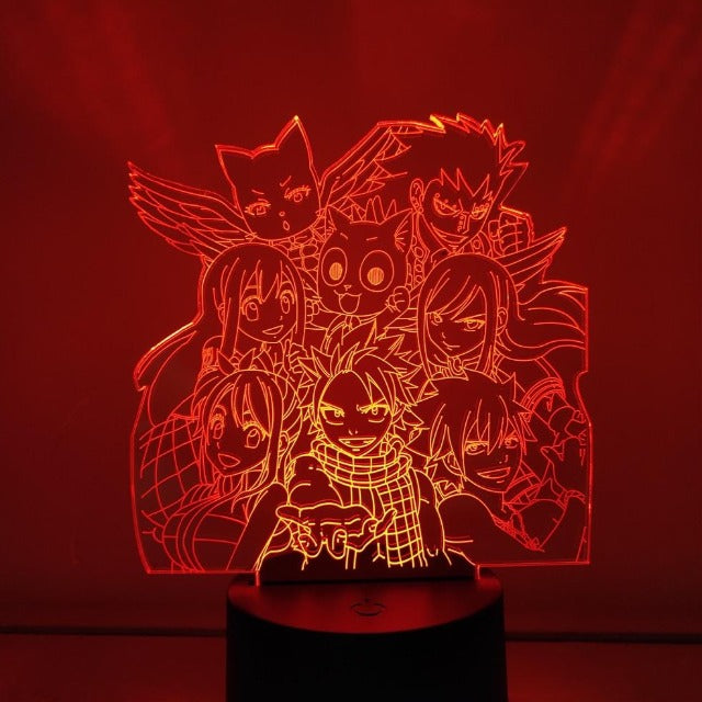  Lampe 3D Fairy Tail mettant en scène les personnages principaux du manga, parfaite pour les fans inconditionnels de l'anime !