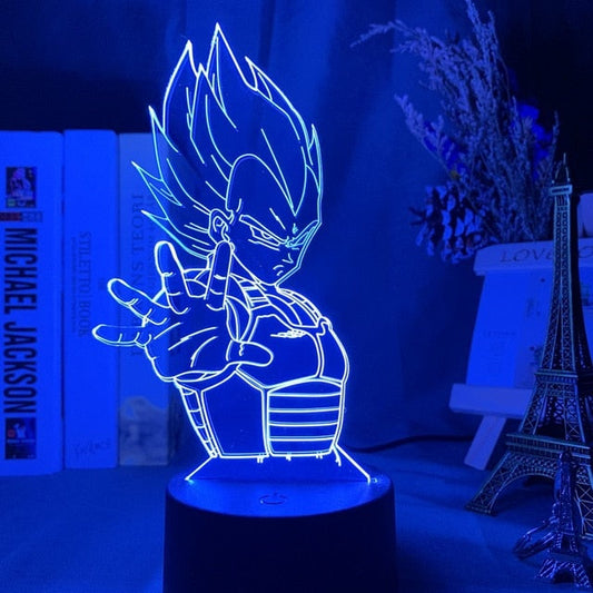 Illuminez votre espace avec la lampe acrylique Vegeta, un incontournable pour les fans de Dragon Ball Z.