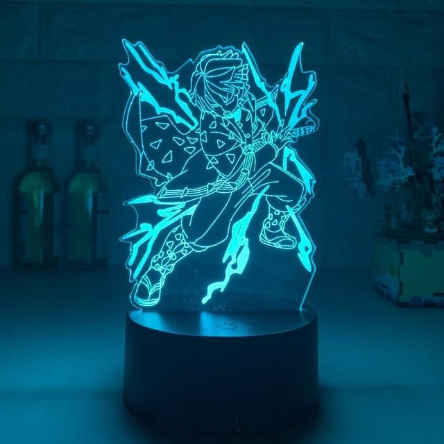 Illuminez la chambre ou le salon de vos plus grands fans de Demon Slayer avec cette lampe LED multicolore mettant en avant Zenitsu Agatsuma utilisant son souffle de la foudre.