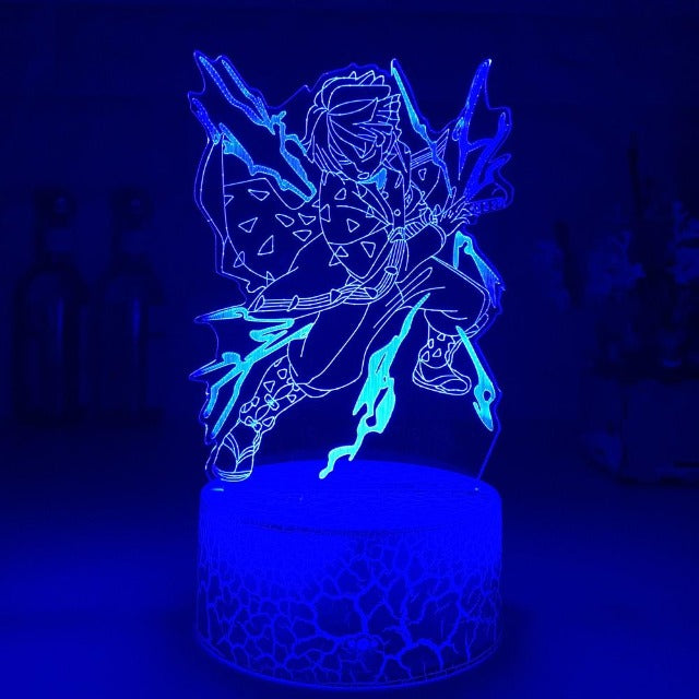 Illuminez la chambre ou le salon de vos plus grands fans de Demon Slayer avec cette lampe LED multicolore mettant en avant Zenitsu Agatsuma utilisant son souffle de la foudre.