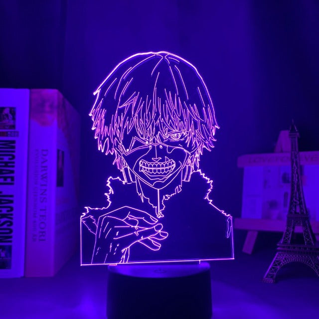 Lampe LED Tokyo Ghoul représentant Ken Kaneki avec son masque de goule, parfaite pour une ambiance unique dans votre chambre ou votre salon