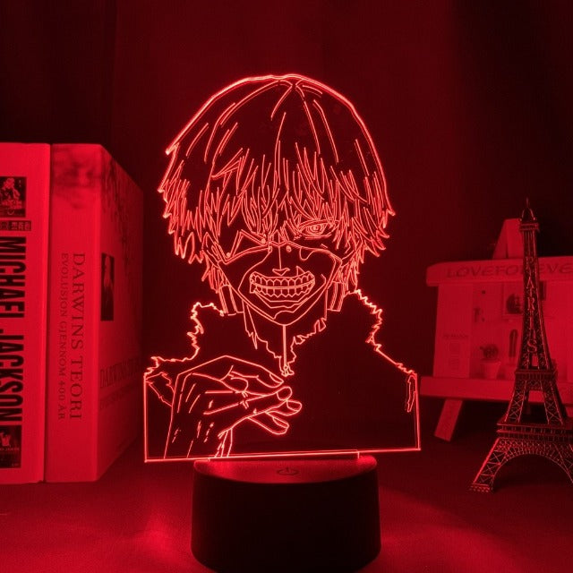Lampe LED Tokyo Ghoul représentant Ken Kaneki avec son masque de goule, parfaite pour une ambiance unique dans votre chambre ou votre salon