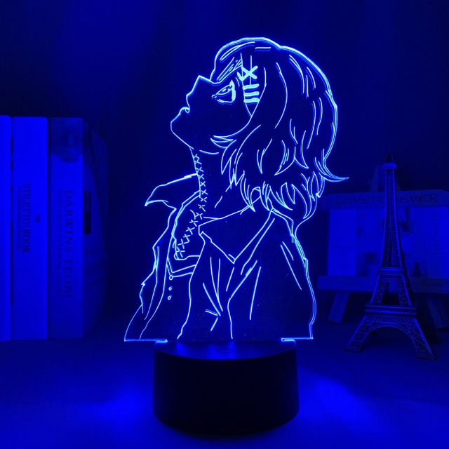 La lampe LED acrylique Tokyo Ghoul Juzo Suzuya, représentant l'inspecteur spécial du CCG, apporte une ambiance multicolore unique à votre espace, idéale pour une décoration personnalisée dans votre chambre ou salon.