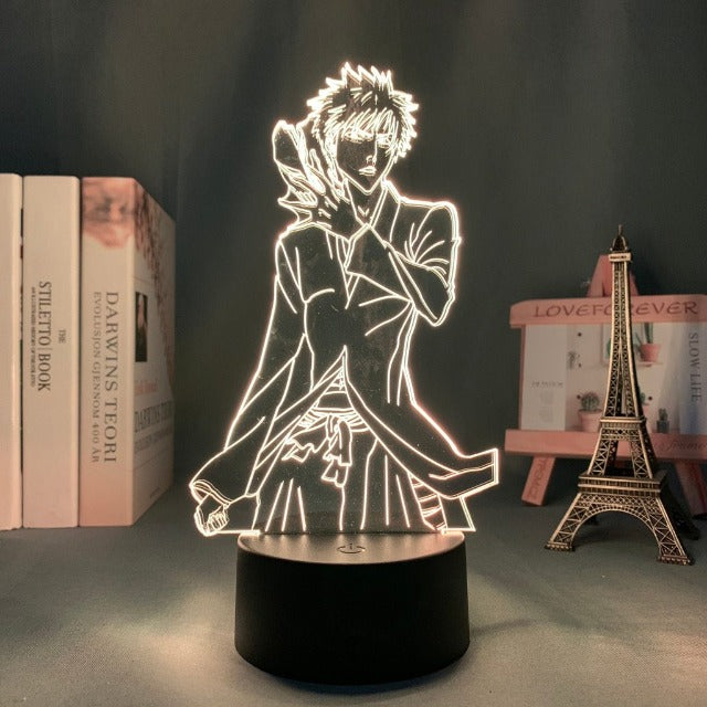 Lampe Bleach Ichigo Kurosaki : 16 couleurs avec télécommande, plastique durable et LED, taille de 20 cm, branchement pratique par câble USB. L'accessoire parfait pour les fans de Bleach !