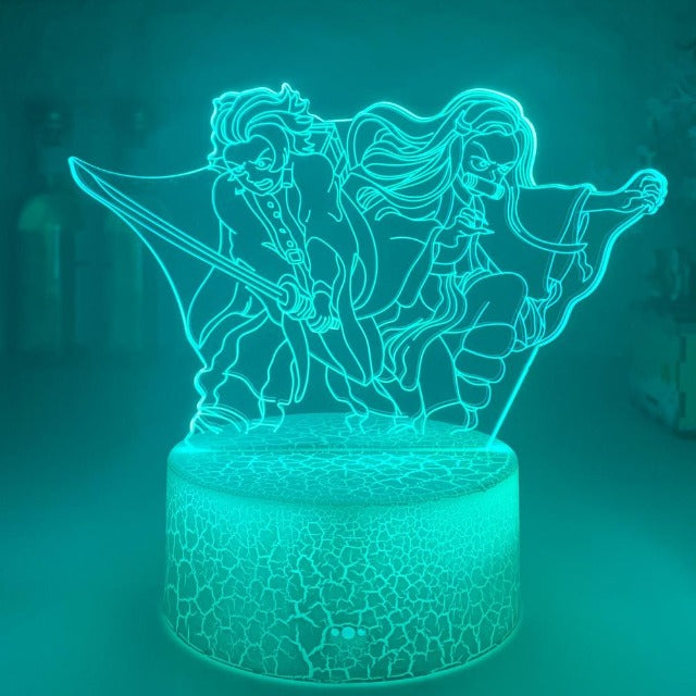 Illuminez la chambre ou le salon des plus grands fans de Demon Slayer avec cette lampe LED multicolore représentant Tanjiro et sa sœur Nezuko.