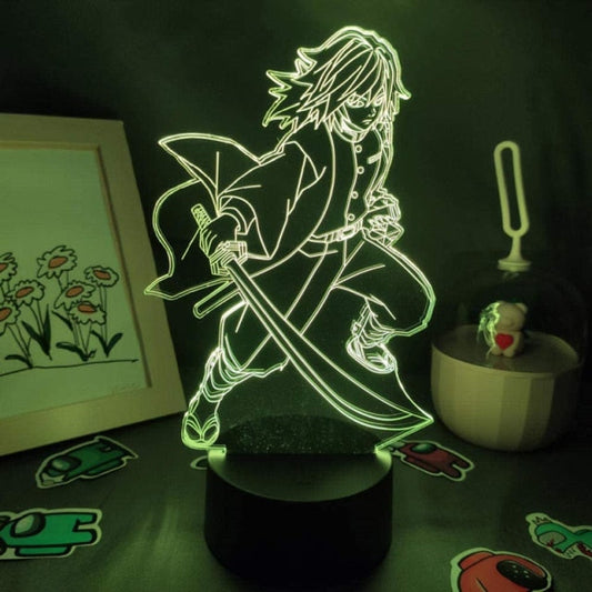 Cette lampe LED acrylique d'ambiance multicolore représentant Giyu Tomioka, le pilier de l'eau de Demon Slayer, est le cadeau parfait pour les fans inconditionnels de la série.