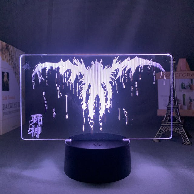 Lampe LED Death Note avec Ryuk, ambiance unique de 7 couleurs (sans télécommande) ou 16 couleurs (avec télécommande), taille parfaite de 20 cm x 15 cm, alimentée par câble USB, le choix ultime pour les fans du manga!