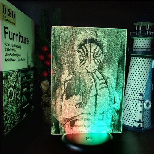Cette lampe acrylique illustrant Akaza ajoute une touche de mystère à votre décor Demon Slayer