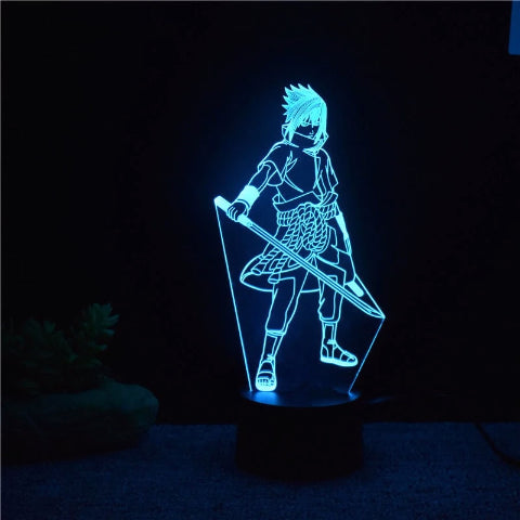 Lampe 3D LED Sasuke Uchiwa, l'accessoire parfait pour les fans avec 7 couleurs différentes ou mode "défilé de couleurs".