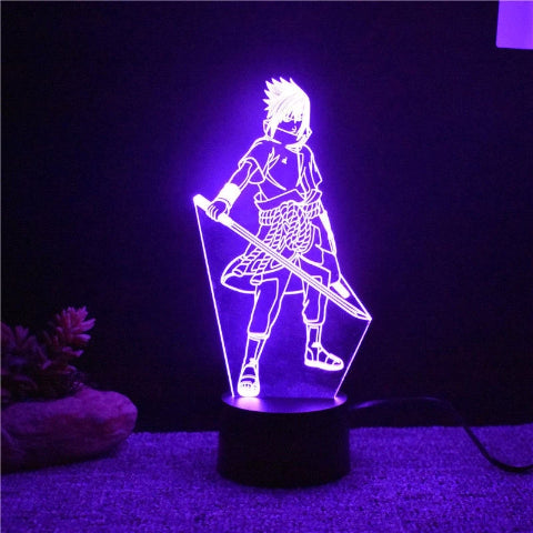 Lampe 3D LED Sasuke Uchiwa, l'accessoire parfait pour les fans avec 7 couleurs différentes ou mode "défilé de couleurs".