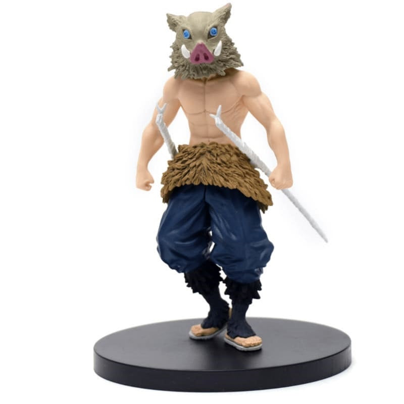 Figurine d'Inosuke Hashibira, l'homme sanglier de Demon Slayer Kimetsu no Yaiba, en tenue traditionnelle, 16 cm de haut.