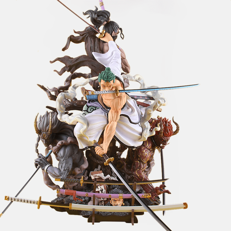 Découvrez la splendide figurine de Roronoa Zoro de One Piece, un ajout incontournable pour les fans de l'anime.