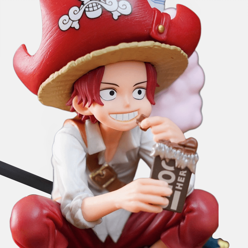 Honorez le passé de Shanks avec la figurine One Piece le représentant en jeune pirate intrépide.