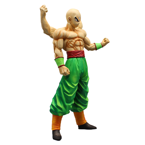 Figurine de Tenshinhan, puissant guerrier de Dragon Ball Z, dans son emballage d'origine.
