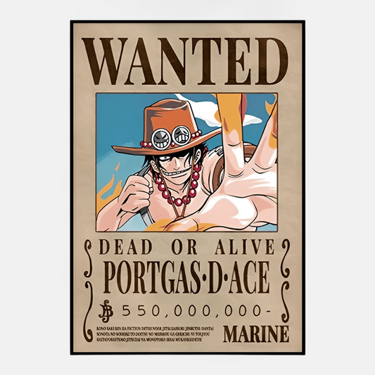 Affichez l'avis de recherche emblématique de Portgas D. Ace avec fierté et célébrez la prime de ce héros légendaire de One Piece !