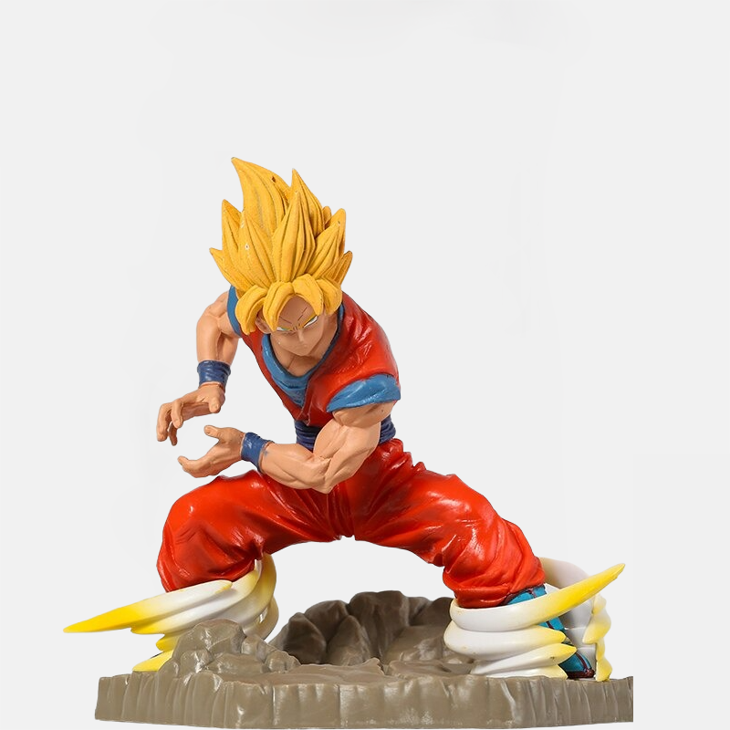Cette figurine Dragon Ball Z Goku, Vegeta et Trunks célèbre la puissance et l'amitié des personnages emblématiques de DBZ.