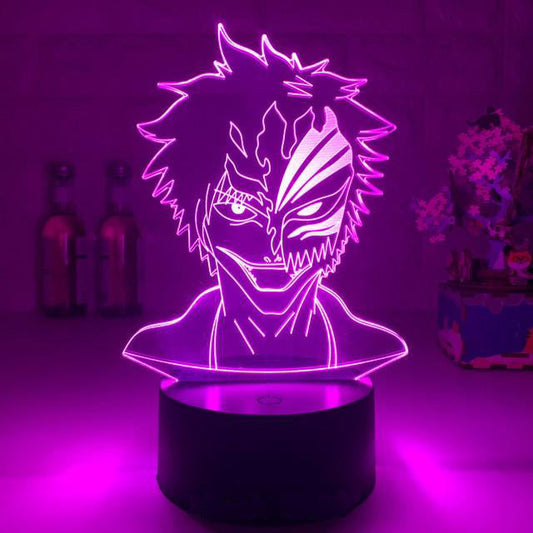 Illuminez votre espace avec élégance grâce à cette lampe Bleach à l'effigie de Ichigo Kurosaki Masque Hollow, offrant 7 couleurs éclatantes et une taille parfaite de 20 cm, un indispensable pour les fans de Bleach !