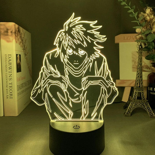 Lampe LED d'atmosphère Death Note avec le design de L : 7 couleurs, 20 cm x 15 cm, alimentation par câble USB inclus ou 3 piles AA (non incluses). Un incontournable pour les fans de Death Note !