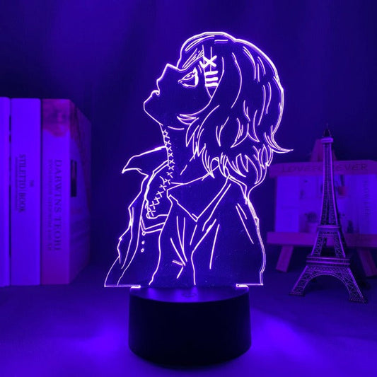 La lampe LED acrylique Tokyo Ghoul Juzo Suzuya, représentant l'inspecteur spécial du CCG, apporte une ambiance multicolore unique à votre espace, idéale pour une décoration personnalisée dans votre chambre ou salon.