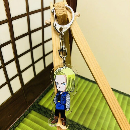 Porte-clés Dragon Ball à l'effigie de C-18 pour un style manga unique.